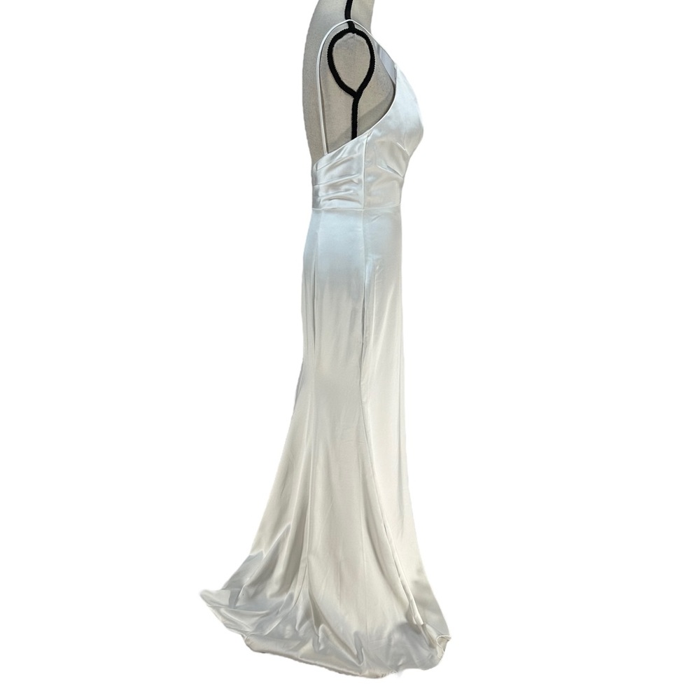 IEENA for Mac Duggal Sleeveless V Neck Spaghetti Strap Maxi Dress - White - 6 - Picture 2 of 11